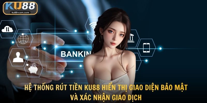 Hệ thống rút tiền KU88 hiển thị giao diện bảo mật và xác nhận giao dịch